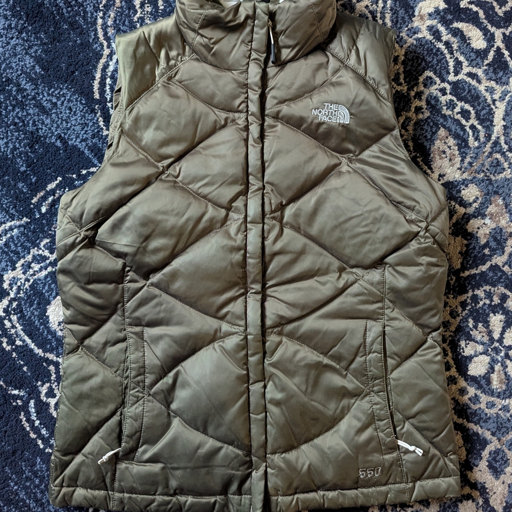 The North Face Olive Green Puffer Vest